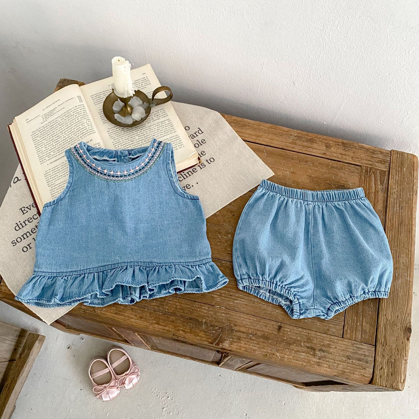 Baby Girl Denim top & short set