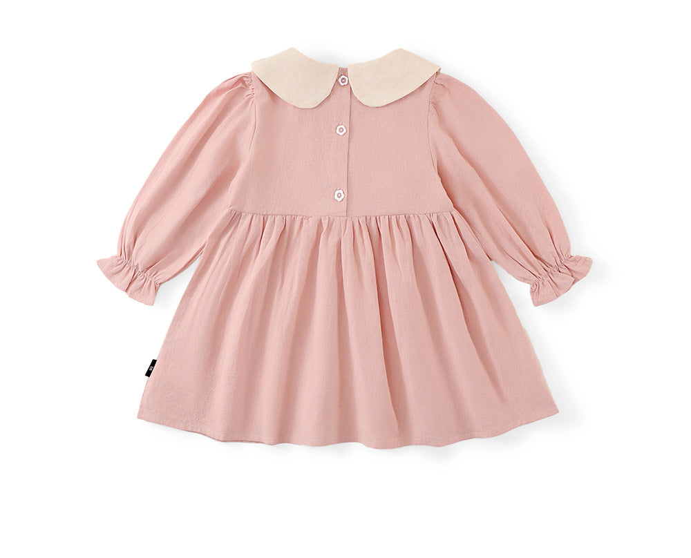 Pre sale Girl Pink French-Style Bear Embroidery Dress