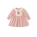 Pre sale Girl Pink French-Style Bear Embroidery Dress